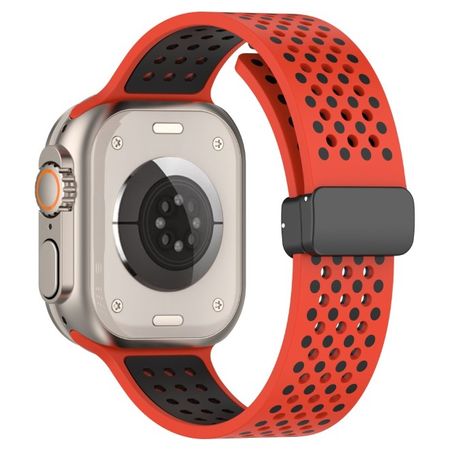 Apple Watch (41/40/38mm) Silikon Armband - Dot Series - rot/schwarz