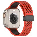 Apple Watch (42/41/40/38mm) Silikon Armband - Dot Series - rot/schwarz