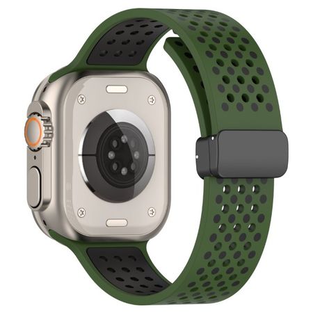 Apple Watch (41/40/38mm) Silikon Armband - Dot Series - grün/schwarz