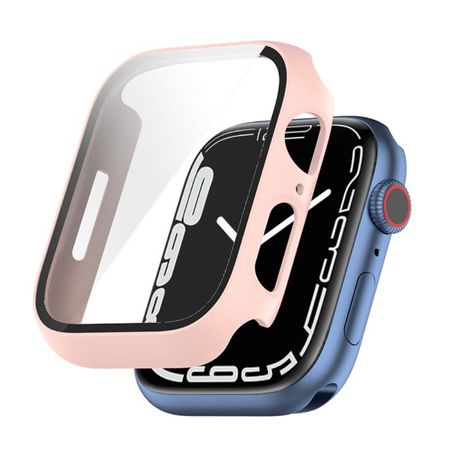 Apple Watch (45mm) Polycarbonat Case mit gehärtetem Glas - Frame Series - rosa