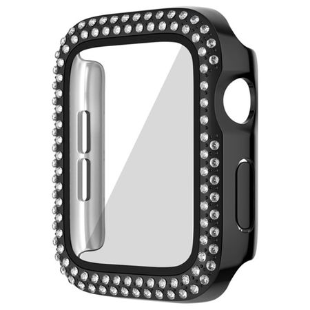 Apple Watch (45mm) Polycarbonat Case mit Glitzersteinen - Rhinestone Series - schwarz