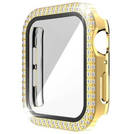 Apple Watch (45mm) Polycarbonat Case mit Glitzersteinen - Rhinestone Series - gold