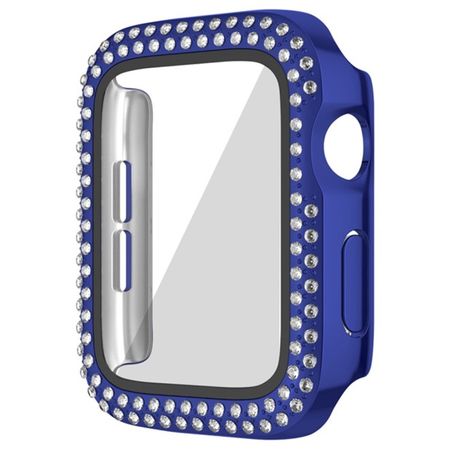 Apple Watch (45mm) Polycarbonat Case mit Glitzersteinen - Rhinestone Series - blau