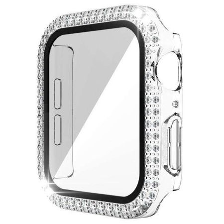 Apple Watch (45mm) Polycarbonat Case mit Glitzersteinen - Rhinestone Series - transparent