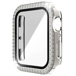 Apple Watch (45mm) Polycarbonat Case mit Glitzersteinen - Rhinestone Series - silber