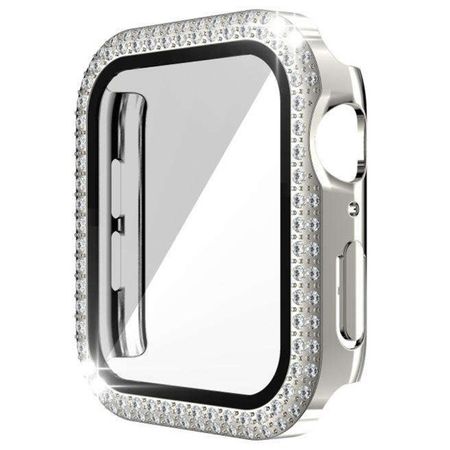 Apple Watch (41mm) Polycarbonat Case mit Glitzersteinen - Rhinestone Series - silber