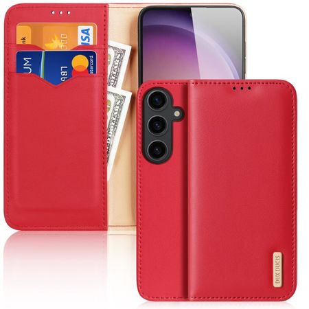 Dux Ducis - Samsung Galaxy S24 Hülle - Handy Leder Case - Hivo Series - rot
