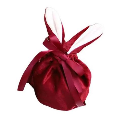 Geschenktaschen mit Hasenohren (4er-Set ) - Osterdeko - Baran Series - weinrot