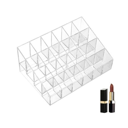 Acryl Lippenstift Organizer mit 24 Fächer (170x120x75 mm) - Make-up Organizer - transparent