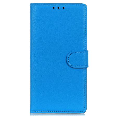 Samsung Galaxy A55 5G Handy Hülle - Litchi Leder Bookcover Series - blau