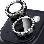 iPhone 15 / iPhone 15 Plus Kamera Linsen Abdeckung mit Glasperlen - schwarz