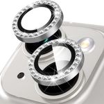 iPhone 15 / iPhone 15 Plus Kamera Linsen Abdeckung mit Glasperlen - silber