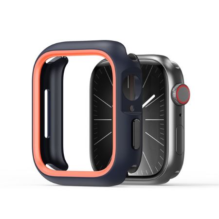 Dux Ducis - Apple Watch (44mm) Silikon und PC Hülle - Bamo Series - dunkelblau/orange
