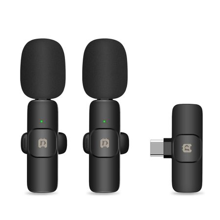PULUZ - (3-tlg. Set) Kabelloses 360° Lavalier Mikrofon für Handy / Tablets mit USB-C Anschluss + Rauschunterdrückung für Livestreams / Interview