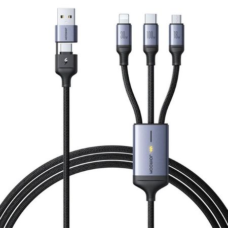 Joyroom - 6in1 Fast Charging Lade- und Datenkabel (100W) - USB C/USB-A zu USB-C/Lightning/MicroUSB - 1.5m - Speedy Series - schwarz