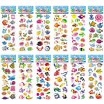 Sticker für Kinder (12er Set) - 180 selbstklebende 3D Sticker mit Motiv - Meerestiere