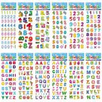 Sticker für Kinder (12er Set) - 370 selbstklebende 3D Sticker mit Motiv - Alphabet und Zahlen