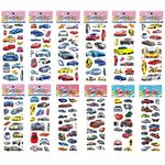 Sticker für Kinder (12er Set) - 150 selbstklebende 3D Sticker mit Motiv - Sportautos