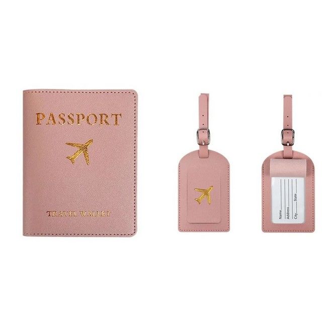 Reisepass Schutzhülle und Gepäckanhänger - Passport Etui - Kofferanhänger - Denver Series - rosa