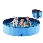 Faltbarer Hundepool (160x30 cm) - mit rutschfestem Boden - Planschbecken - Milow Series - blau