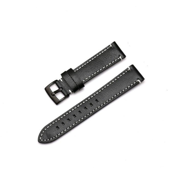 Smartwatch Echtleder Ersatzarmband mit Quick Release (18mm) universell  - AH Series - schwarz