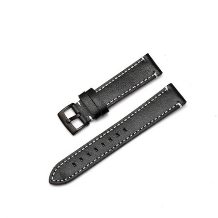 Smartwatch Echtleder Ersatzarmband mit Quick Release (20mm) universell  - AH Series - schwarz