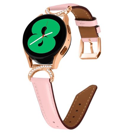 Smartwatch Twill Echtleder Ersatzarmband mit Quick Release (20mm) universell - SH Series - pink