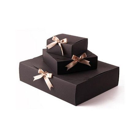 Geschenkbox (4er-Set) - faltbare Geschenkverpackung mit Schleife - Candy Series - schwarz/gold