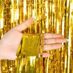 Lametta Vorhang (3x1m) - Partydekoration - Chrom Series - gold