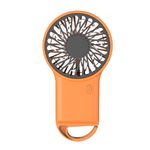 USB Hand Mini Ventilator mit 500mAh Akku - 3 Geschwindigkeitsstufen, Standfunktion & Anhängeclip - orange