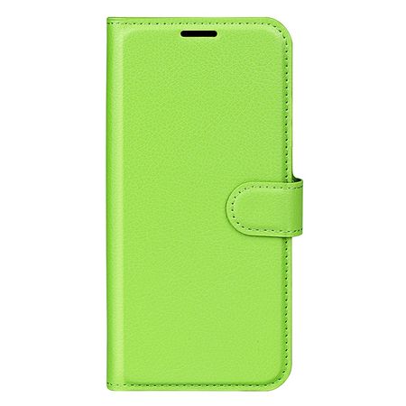 Realme 12+ Handy Hülle - Litchi Leder Bookcover Series - grün