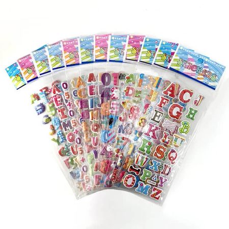 Stickerset für Kinder (12 Stück) - selbstklebende 3D Sticker mit Motiv - Buchstaben