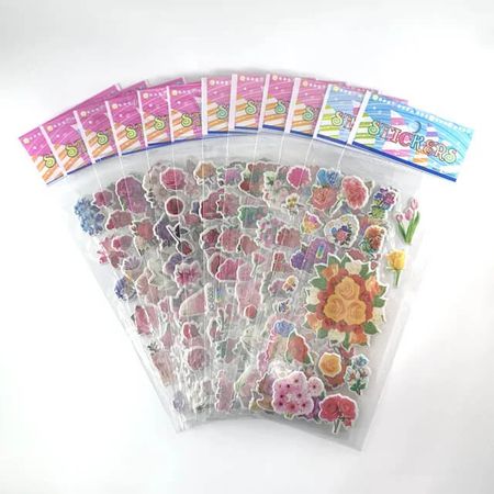 Stickerset für Kinder (12 Stück) - selbstklebende 3D Sticker mit Motiv - Blumen