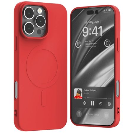 Goospery - iPhone 16 Pro Max Hülle - Semi Silicone MagSafe Case Series - rot