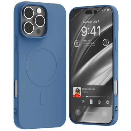 Goospery - iPhone 16 Pro Max Hülle - Semi Silicone MagSafe Case Series - blau