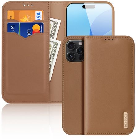 Dux Ducis - iPhone 16 Pro Hülle - Handy Leder Case - Hivo Series - braun