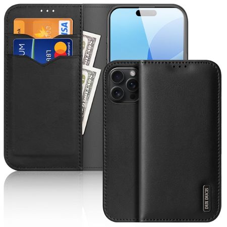 Dux Ducis - iPhone 16 Pro Max Hülle - Handy Leder Case - Hivo Series - schwarz