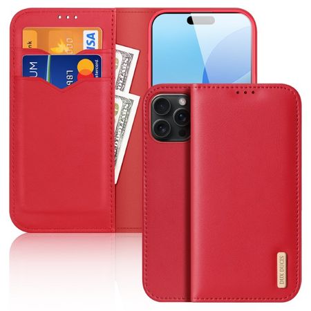 Dux Ducis - iPhone 16 Pro Max Hülle - Handy Leder Case - Hivo Series - rot