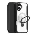 Dux Ducis - iPhone 16 Hülle - Leder Bookcover mit Ring Standfunktion - Skin X Pro 360° Ring Stand Series - schwarz