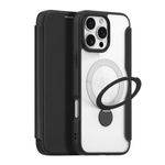 Dux Ducis - iPhone 16 Pro Hülle - Leder Bookcover mit Ring Standfunktion - Skin X Pro 360° Ring Stand Series - schwarz