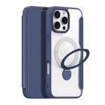 Dux Ducis - iPhone 16 Pro Hülle - Leder Bookcover mit Ring Standfunktion - Skin X Pro 360° Ring Stand Series - blau