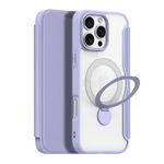 Dux Ducis - iPhone 16 Pro Hülle - Leder Bookcover mit Ring Standfunktion - Skin X Pro 360° Ring Stand Series - purpur