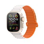 Dux Ducis - Apple Watch (49/46/45/44/42mm) Silikon Armband - KJ Series - weiss/orange