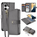 Dux Ducis - iPhone 16 Plus Hülle - Kunstleder Bookcover - MagSafe kompatibel - Lawa Series - grau