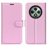 Oppo Reno12 F 5G Handy Hülle - Litchi Leder Bookcover Series - rosa