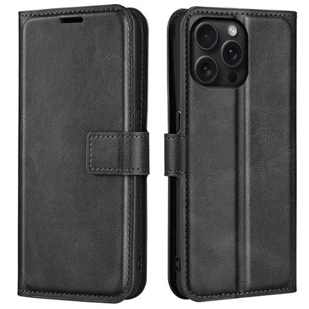 iPhone 16 Pro Max Handy Hülle - Classic II Leder Bookcover Series - schwarz