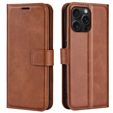 iPhone 16 Pro Max Handy Hülle - Classic II Leder Bookcover Series - hellbraun