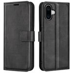 iPhone 16 Handy Hülle - Classic II Leder Bookcover Series - schwarz