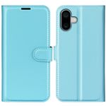 iPhone 16 Handy Hülle - Litchi Leder Bookcover Series - blau