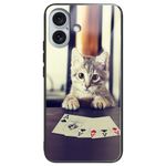 iPhone 16 Plus Hülle - Gehärtetes Glas Hardcase mit Soft TPU Ränder - Katze